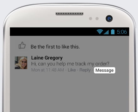 Facebook Messenger, message privé d'un fan