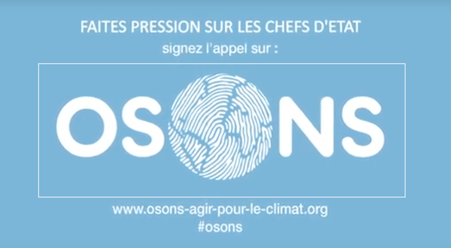 Pétition "Osons" disponible sur le site de la Fondation Nicolas Hulot