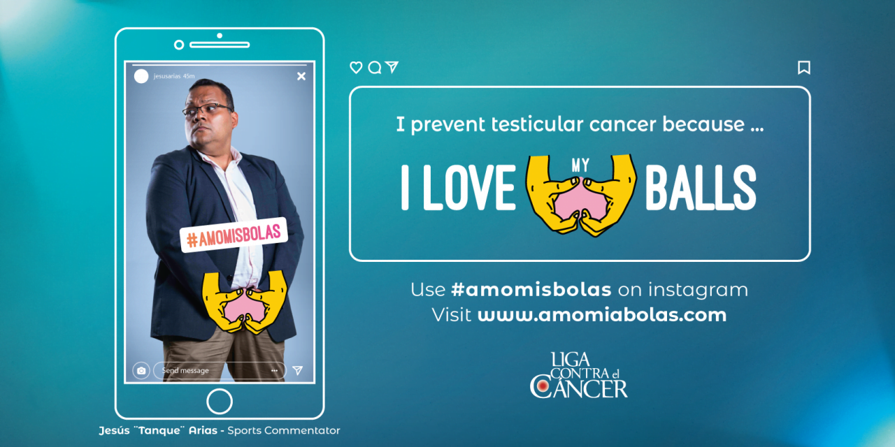 Campagne "amo mis bolas" de la ligue contre le cancer péruvienne