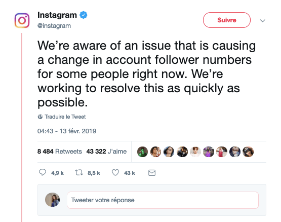 Instagram s'exprime au sujet de la perte importante de followers sur son réseau social
