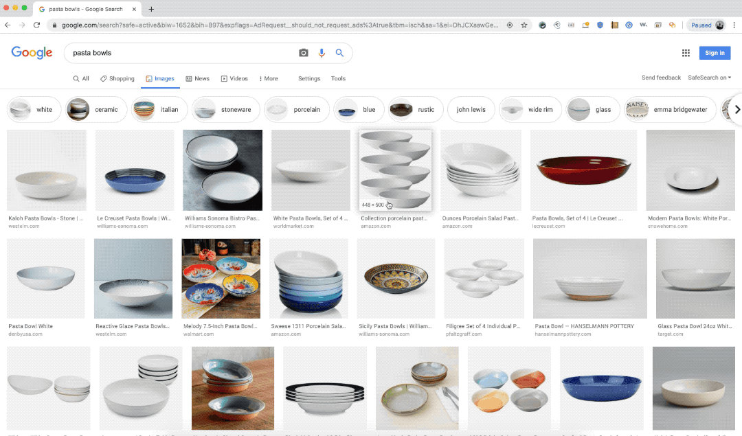 Aperçu de la nouvelle interface de Google Images 