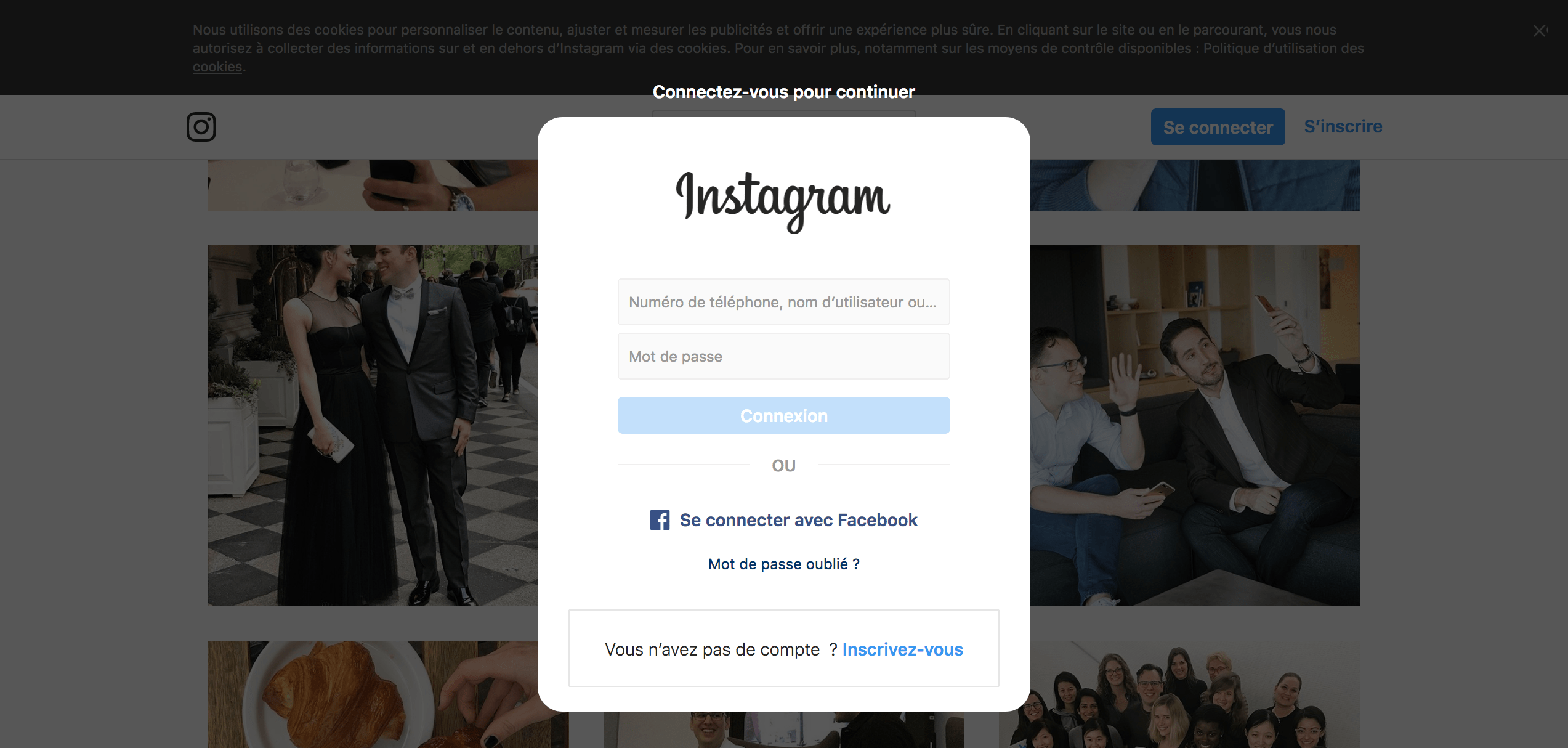 instagram affichage non inscrit
