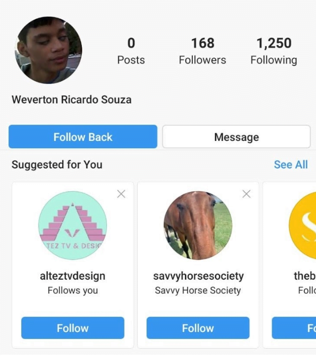 Exemple de compte Instagram fake